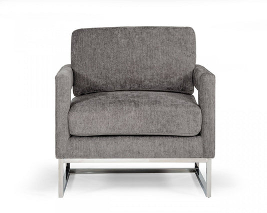 Fauteuil en tissu gris foncé et argent de 34 po