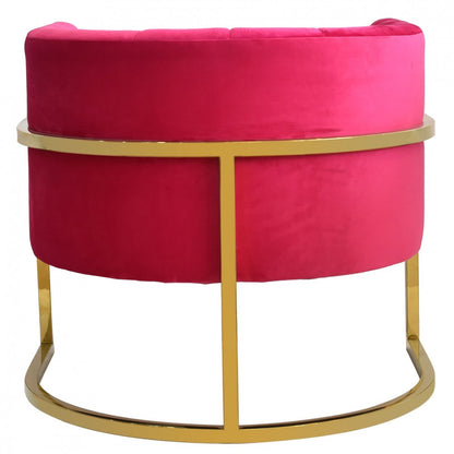 Fauteuil d'appoint capitonné en velours rose et doré Glam