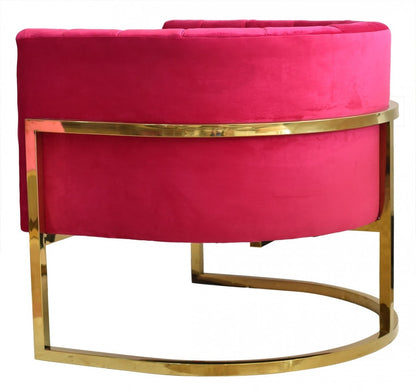 Fauteuil d'appoint capitonné en velours rose et doré Glam