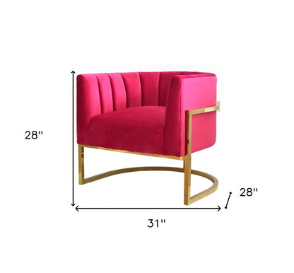 Fauteuil d'appoint capitonné en velours rose et doré Glam