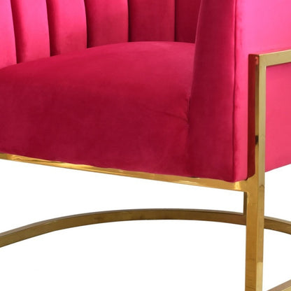 Fauteuil d'appoint capitonné en velours rose et doré Glam