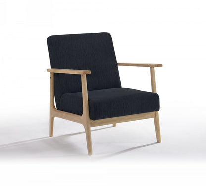 Fauteuil moderne à siège bas en chêne noir et naturel de 31 po