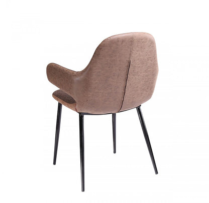 Fauteuil d'appoint élégant en tissu marron et similicuir de 33 po