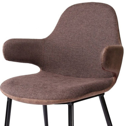 Fauteuil d'appoint élégant en tissu marron et similicuir de 33 po