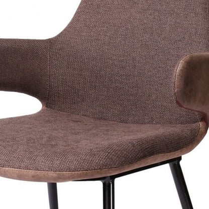 Fauteuil d'appoint élégant en tissu marron et similicuir de 33 po