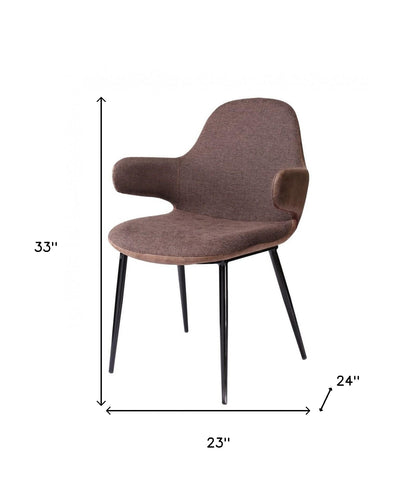 Fauteuil d'appoint élégant en tissu marron et similicuir de 33 po