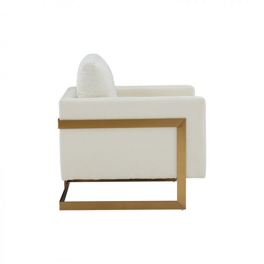 Fauteuil rembourré crème et doré de 34 po