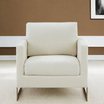 Fauteuil rembourré crème et doré de 34 po