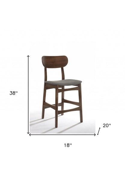 Ensemble de deux chaises de bar à dossier bas en bois massif gris et brun de 29 po
