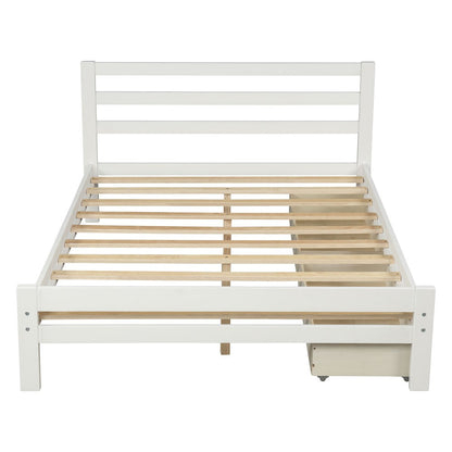 White Solid and Manufactured Wood Full Bed