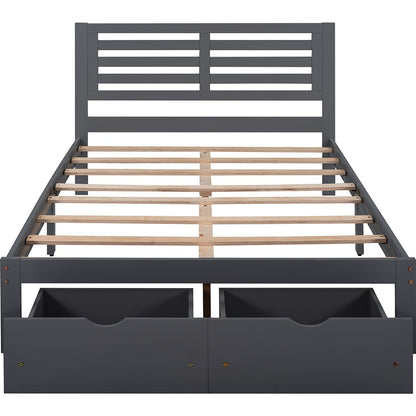 Gray Solid and Manufactured Wood Full Bed