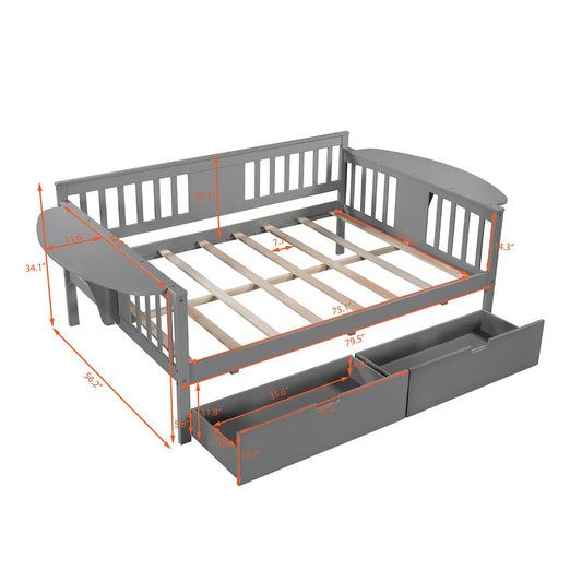 Gray Solid and Manufactured Wood Full Bed