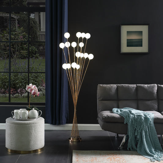 Lampadaire contemporain à DEL multi-lumières en chrome doré de 62 po