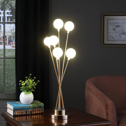 Lampe de bureau ou de table à six ampoules en or jaune de 28 po