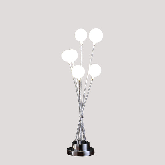 Lampe de bureau ou de table à six ampoules en chrome argenté de 28 po