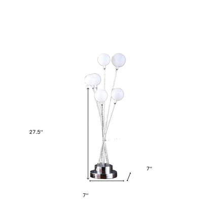 Lampe de bureau ou de table à six ampoules en chrome argenté de 28 po