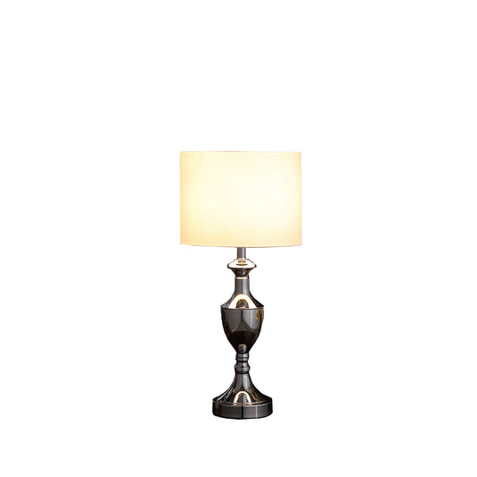 22" Silver Metal Standard Table Lamp With White Shade