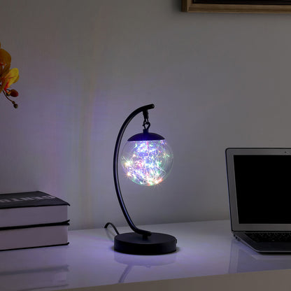 Lampe de table USB suspendue en forme d'arc en métal noir mat de 14 po