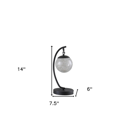 Lampe de table USB suspendue en forme d'arc en métal noir mat de 14 po