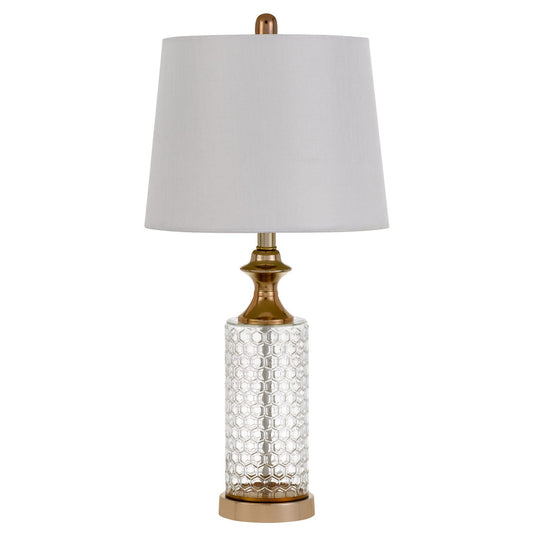 Set of Two 27" Glass Honeycomb and Rose Gold Table Lamps