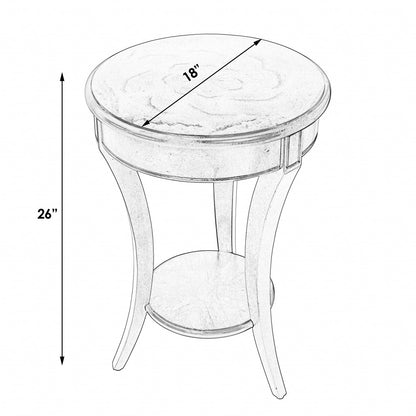 Table d'appoint ronde en bois brun foncé et bois de 26 po avec étagère