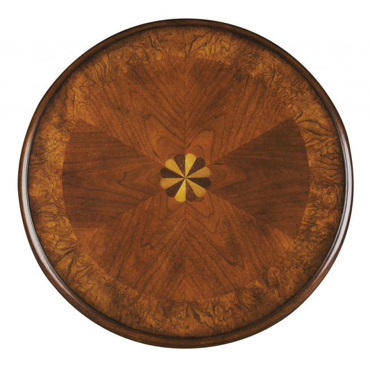 Table d'appoint ronde en bois brun et bois de 26 po avec étagère