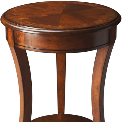 Table d'appoint ronde en bois brun et bois de 26 po avec étagère