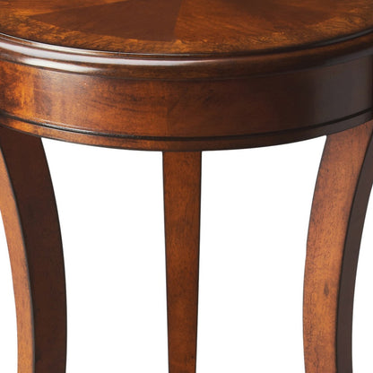 Table d'appoint ronde en bois brun et bois de 26 po avec étagère