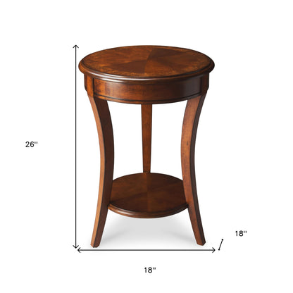 Table d'appoint ronde en bois brun et bois de 26 po avec étagère