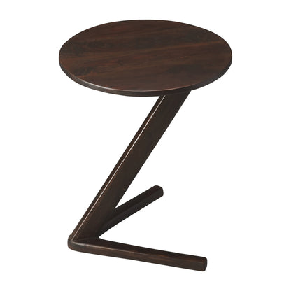 Table d'appoint ronde à piédestal en bois massif brun foncé de 20 po