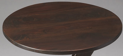 Table d'appoint ronde à piédestal en bois massif brun foncé de 20 po