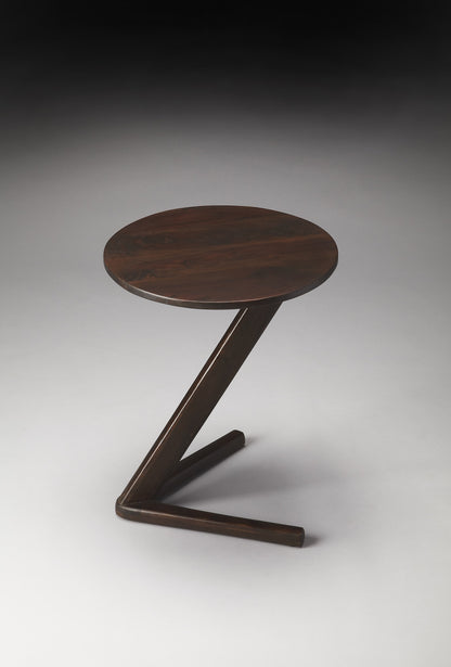 Table d'appoint ronde à piédestal en bois massif brun foncé de 20 po