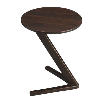 Table d'appoint ronde à piédestal en bois massif brun foncé de 20 po