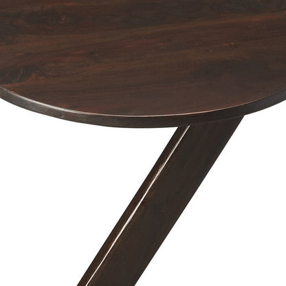 Table d'appoint ronde à piédestal en bois massif brun foncé de 20 po