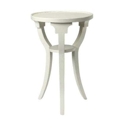 Table d'appoint ronde en bois blanc et bois massif de 24 po avec étagère