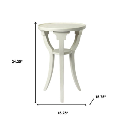 Table d'appoint ronde en bois blanc et bois massif de 24 po avec étagère