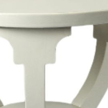 Table d'appoint ronde en bois blanc et bois massif de 24 po avec étagère