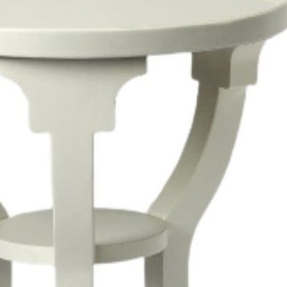 Table d'appoint ronde en bois blanc et bois massif de 24 po avec étagère