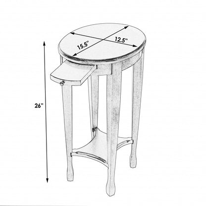 Table d'appoint ovale en châtaignier de 26 po avec étagère