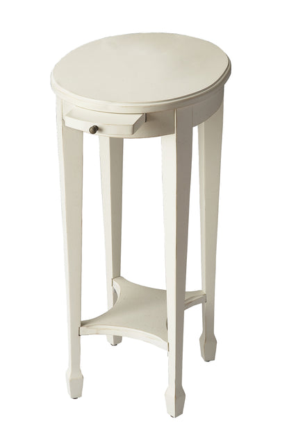 Table d'appoint ovale blanche de 26 po avec étagère