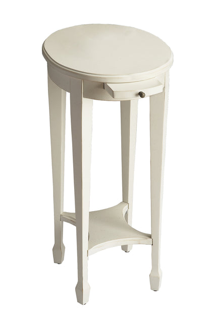 Table d'appoint ovale blanche de 26 po avec étagère