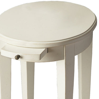 Table d'appoint ovale blanche de 26 po avec étagère