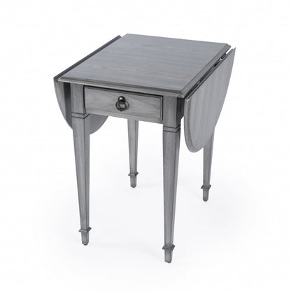 Table d'appoint ovale en bois manufacturé gris de 28 po avec tiroir