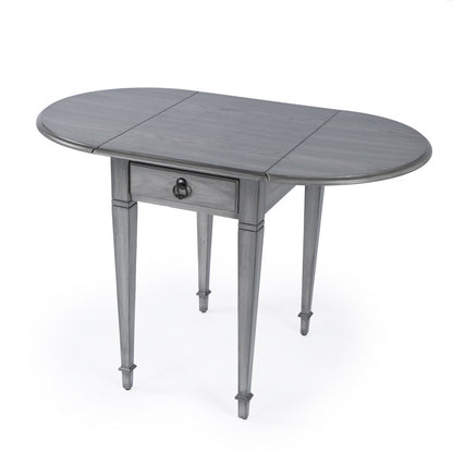 Table d'appoint ovale en bois manufacturé gris de 28 po avec tiroir