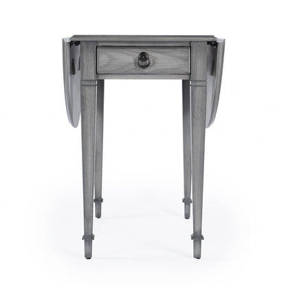 Table d'appoint ovale en bois manufacturé gris de 28 po avec tiroir