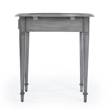 Table d'appoint ovale en bois manufacturé gris de 28 po avec tiroir