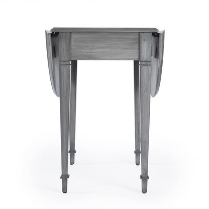 Table d'appoint ovale en bois manufacturé gris de 28 po avec tiroir