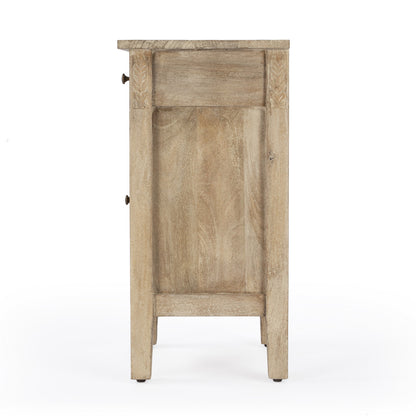 Table d'appoint en bois massif brun naturel de 24 po avec armoire et tiroir