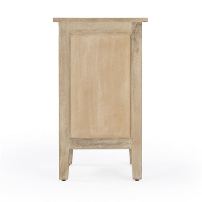 Table d'appoint en bois massif brun naturel de 24 po avec armoire et tiroir