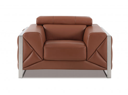 Fauteuil d'appoint décoratif en cuir et chrome Terra Cotta Mod